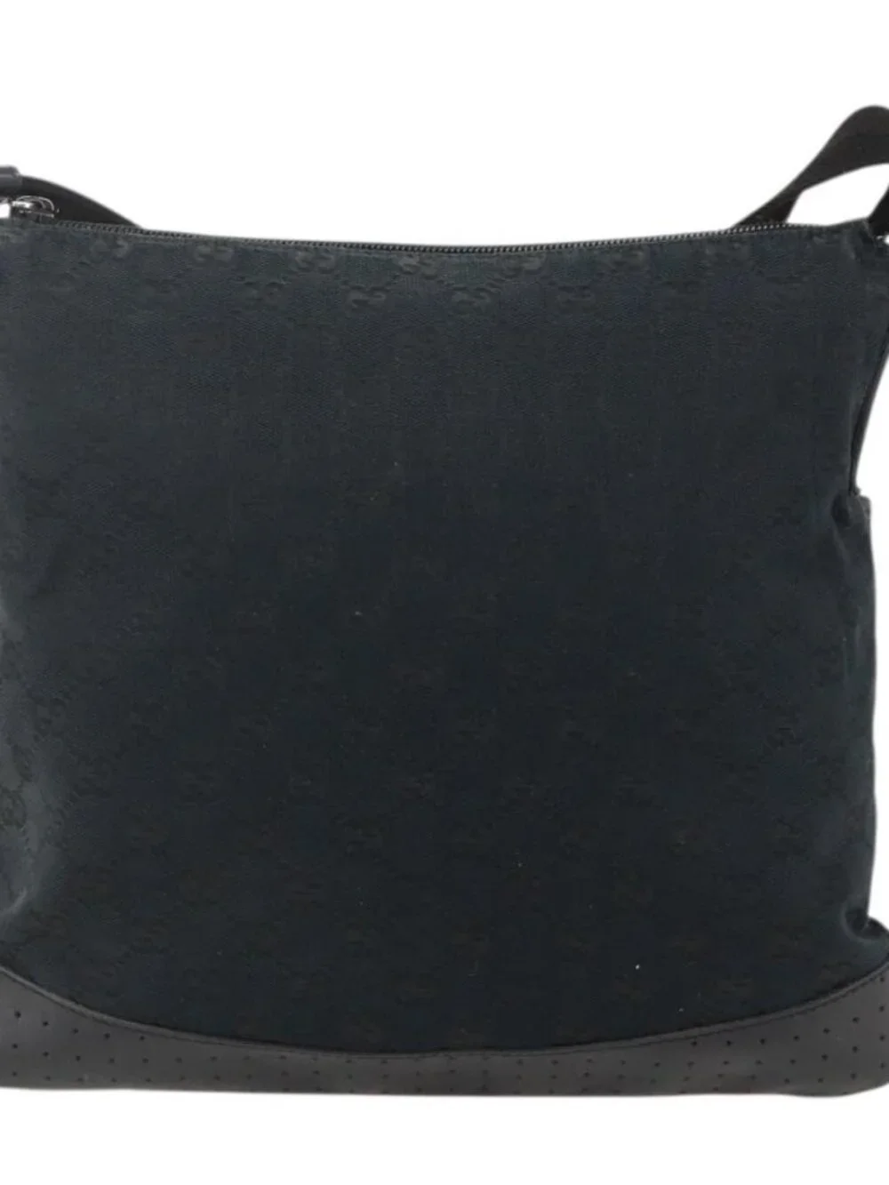 GUCCI GG Canvas Shoulder Bag Black Silver 145357 Auth 175338